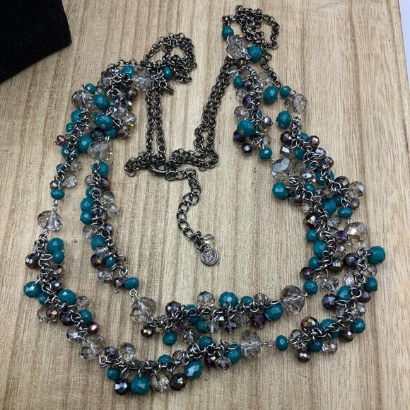 Simply Vera Double Strand Acrylic Beaded Gun Metal Necklace - Picture 3 of 7